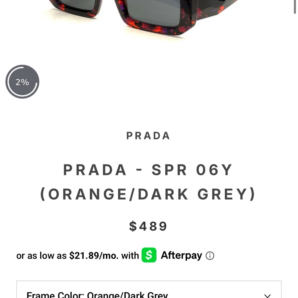 Prada Orange and Dark Gray Sunglasses